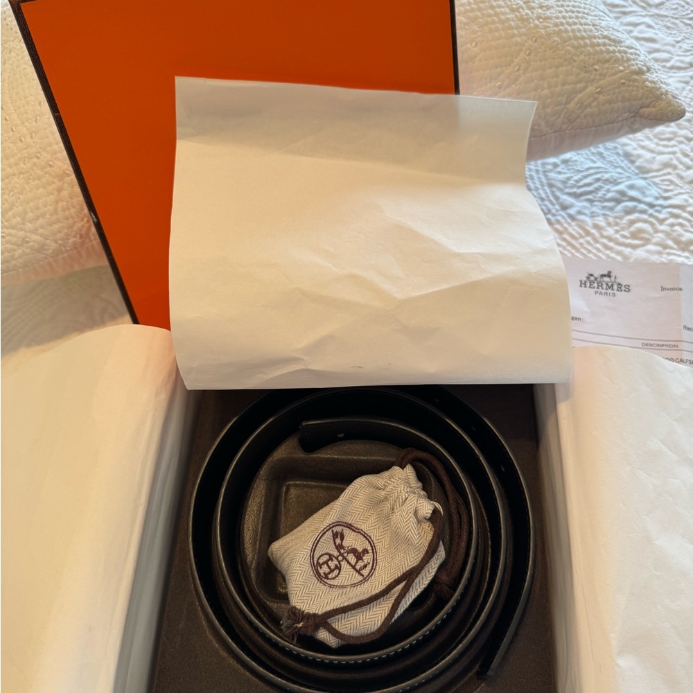 Hermès Black Leather Belt